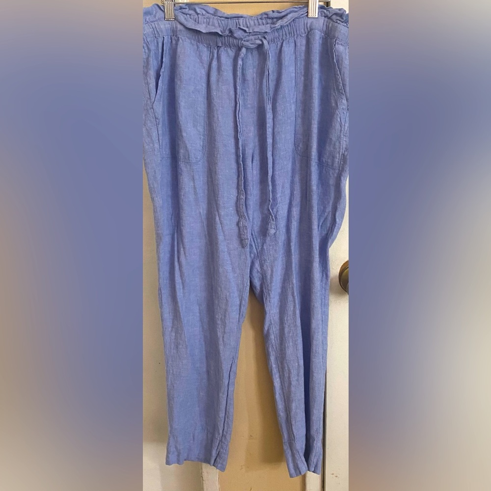 SOHO NY&Co  LINEN Light Blue Linen Pants sz Large